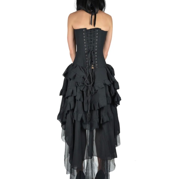 BURLESKA GOTHIC BEVERLY VAMPIRE WEDDING PROM VICTORIAN BLK  CORSET Size 32 - Picture 4 of 12